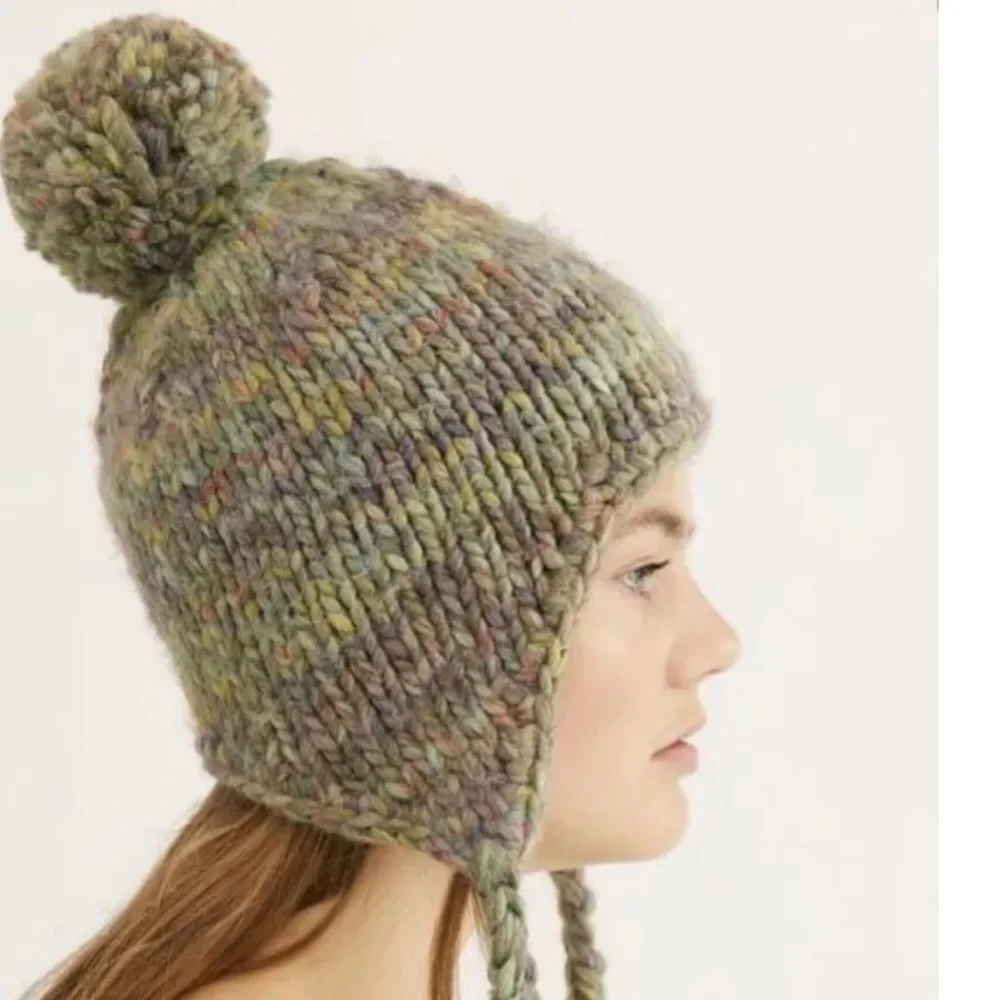 NEW Free People Fox Trot Trapper Winter Hat Green Z392-1